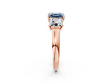 Rose gold Three-Stone Fancy Blue Asscher Cut Cut Solitaire Ring with Classic Prong Setting_2