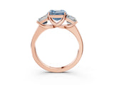 Rose gold Three-Stone Fancy Blue Asscher Cut Cut Solitaire Ring with Classic Prong Setting_3