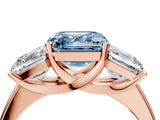 Rose gold Three-Stone Fancy Blue Asscher Cut Cut Solitaire Ring with Classic Prong Setting_4