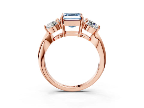 Rose gold Three-Stone Fancy Blue Asscher Cut Diamond Channel Set Engagement Ring with Prong Setting_15