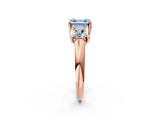 Rose gold Three-Stone Fancy Blue Asscher Cut Diamond Engagement Ring with Prong Setting_5