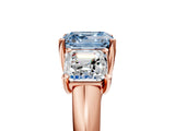 Rose gold Three-Stone Fancy Blue Asscher Cut Diamond Engagement Ring with Prong Setting_8