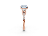 Rose gold Three-Stone Fancy Blue Asscher  Cut Diamond Pavé Band with Four-Prong Setting_2