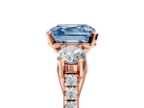 Rose gold Three-Stone Fancy Blue Asscher  Cut Diamond Pavé Band with Four-Prong Setting_5