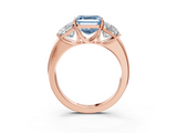 Rose gold Three-Stone Fancy Blue Asscher  Cut Diamond Ring with Channel-Set Band and Four-Prong Setting_20
