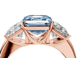 Rose gold Three-Stone Fancy Blue Asscher  Cut Diamond Ring with Channel-Set Band and Four-Prong Setting_21