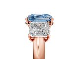 Rose gold Three-Stone Fancy Blue Asscher  Cut Diamond Ring with Channel-Set Band and Four-Prong Setting_22