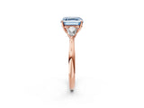 Rose gold Three-Stone Fancy Blue Asscher Cut Diamond Ring with Pear  Side Stones in Four-Prong Setting_14