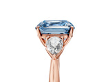 Rose gold Three-Stone Fancy Blue Asscher Cut Diamond Ring with Pear  Side Stones in Four-Prong Setting_17