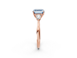 Rose gold Three-Stone Fancy Blue Asscher  Cut Diamond Ring with Pear Side Stones in Four-Prong Setting_20