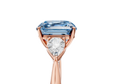 Rose gold Three-Stone Fancy Blue Asscher  Cut Diamond Ring with Pear Side Stones in Four-Prong Setting_23