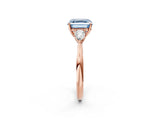 Rose gold Three-Stone Fancy Blue Asscher Cut Diamond Ring with Pear  Side Stones in Four-Prong Setting_50