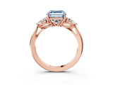 Rose gold Three-Stone Fancy Blue Asscher Cut Diamond Ring with Pear  Side Stones in Four-Prong Setting_51