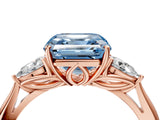 Rose gold Three-Stone Fancy Blue Asscher Cut Diamond Ring with Pear  Side Stones in Four-Prong Setting_52