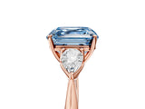Rose gold Three-Stone Fancy Blue Asscher Cut Diamond Ring with Pear  Side Stones in Four-Prong Setting_53