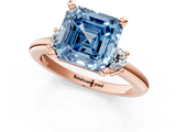 Rose gold Three-Stone Fancy Blue Asscher  Cut Diamond Solitaire with Prong Setting and Classic Band_1