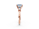 Rose gold Three-Stone Fancy Blue Asscher  Cut Diamond Solitaire with Prong Setting and Classic Band_2