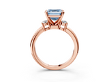 Rose gold Three-Stone Fancy Blue Asscher  Cut Diamond Solitaire with Prong Setting and Classic Band_3