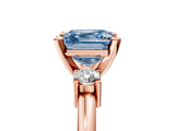 Rose gold Three-Stone Fancy Blue Asscher  Cut Diamond Solitaire with Prong Setting and Classic Band_5