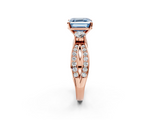 Rose gold Three-Stone Fancy Blue Asscher  Cut Diamond Twist Band with Prong Setting_18