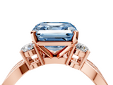 Rose gold Three-Stone Fancy Blue Asscher  Cut Diamond Twist Band with Prong Setting_20