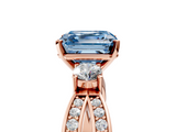 Rose gold Three-Stone Fancy Blue Asscher  Cut Diamond Twist Band with Prong Setting_21