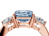 Rose gold Three-Stone Fancy Blue Asscher  Cut Solitaire Ring with Prong Setting on a Classic Band_39