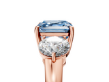 Rose gold Three-Stone Fancy Blue Asscher  Cut Solitaire Ring with Prong Setting on a Classic Band_40