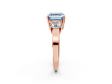 Rose gold Three-Stone Fancy Blue Asscher  Cut Solitaire Ring with Prong Setting_5