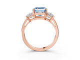 Rose gold Three-Stone Fancy Blue Asscher  Cut Solitaire Ring with Prong Setting_6