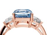Rose gold Three-Stone Fancy Blue Asscher  Cut Solitaire Ring with Prong Setting_7