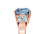 Rose gold Three-Stone Fancy Blue Asscher  Cut Solitaire Ring with Prong Setting_8