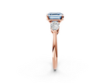 Rose gold Three-Stone Fancy Blue Asscher  Diamond Ring with Pear Side Stones in Four-Prong Setting_20