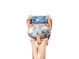 Rose gold Three-Stone Fancy Blue Cushion  Brilliant Cut Solitaire Ring with Prong Setting on a Classic Band 5