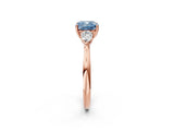 Rose gold Three-Stone Fancy Blue Cushion Cut Brilliant Diamond Solitaire Ring with Tapered Band and Four-Prong Setting_5