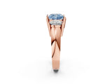 Rose gold Three Stone Fancy Blue Cushion Cut Cut Channel Set Diamond Ring_2