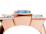 Rose gold Three Stone Fancy Blue Cushion Cut Cut Channel Set Diamond Ring_4