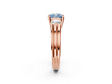 Rose gold Three-Stone Fancy Blue Cushion Cut Cut Classic Band Prong Setting Ring_2