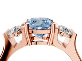 Rose gold Three-Stone Fancy Blue Cushion Cut Cut Classic Band Prong Setting Ring_4