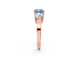 Rose gold Three-Stone Fancy Blue Cushion Cut Cut Diamond Engagement Ring with Flat Band and Four-Prong Setting_14
