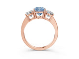 Rose gold Three-Stone Fancy Blue Cushion Cut Cut Diamond Engagement Ring with Flat Band and Four-Prong Setting_15