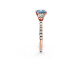 Rose gold Three-Stone Fancy Blue Cushion Cut Cut Diamond Pavé Band with Prong Setting_17