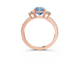 Rose gold Three-Stone Fancy Blue Cushion Cut Cut Diamond Pavé Band with Prong Setting_18