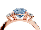 Rose gold Three-Stone Fancy Blue Cushion Cut Cut Diamond Pavé Band with Prong Setting_19