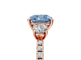 Rose gold Three-Stone Fancy Blue Cushion Cut Cut Diamond Pavé Band with Prong Setting_20