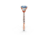 Rose gold Three-Stone Fancy Blue Cushion Cut Cut Diamond Pavé Band with Prong Setting_29