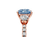 Rose gold Three-Stone Fancy Blue Cushion Cut Cut Diamond Pavé Band with Prong Setting_31