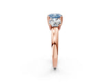 Rose gold Three-Stone Fancy Blue Cushion Cut Cut Diamond Ring with Channel Set Band and Four-Prong Setting_26