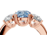Rose gold Three-Stone Fancy Blue Cushion Cut Cut Diamond Ring with Channel Set Band and Four-Prong Setting_28