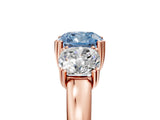 Rose gold Three-Stone Fancy Blue Cushion Cut Cut Diamond Ring with Channel Set Band and Four-Prong Setting_29